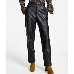Leyden Women's Seamed Straight-Leg Elastic-Back Pants M B4HP